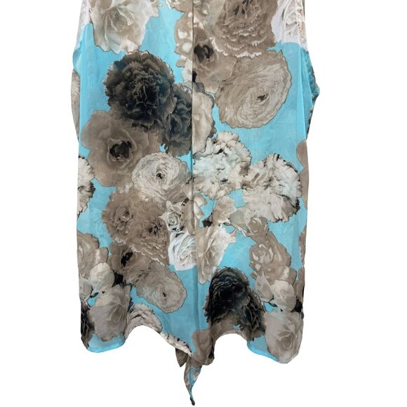 Ro and De Top Womens Small Shirt Blouse Blue Brown Floral Sleeveless Casual Work - Picture 11 of 13